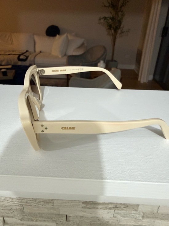 Celine Cream Acetate Square Sunglasses with Brown Gradient Lenses main image 4